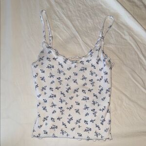 Hollister White Cami with Blue Floral Print